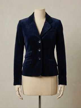 Nili Lotan Velvet Blazer 2 Navy Blue Y2K Archive Luxury Dark Academia Career